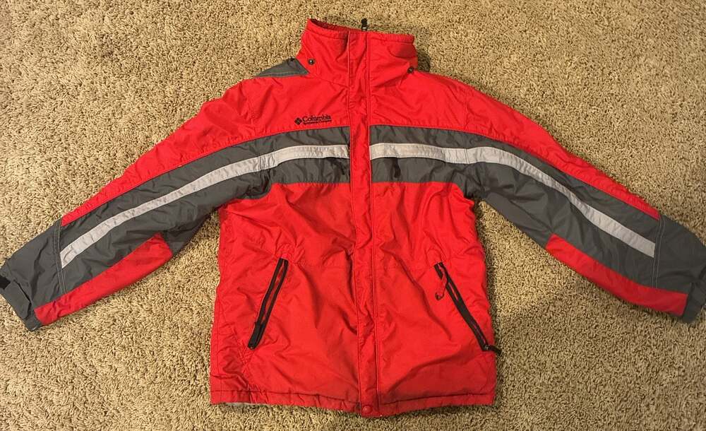 Columbia Youth Boys Red Gray Insulated Winter Jacket Coat 14/16